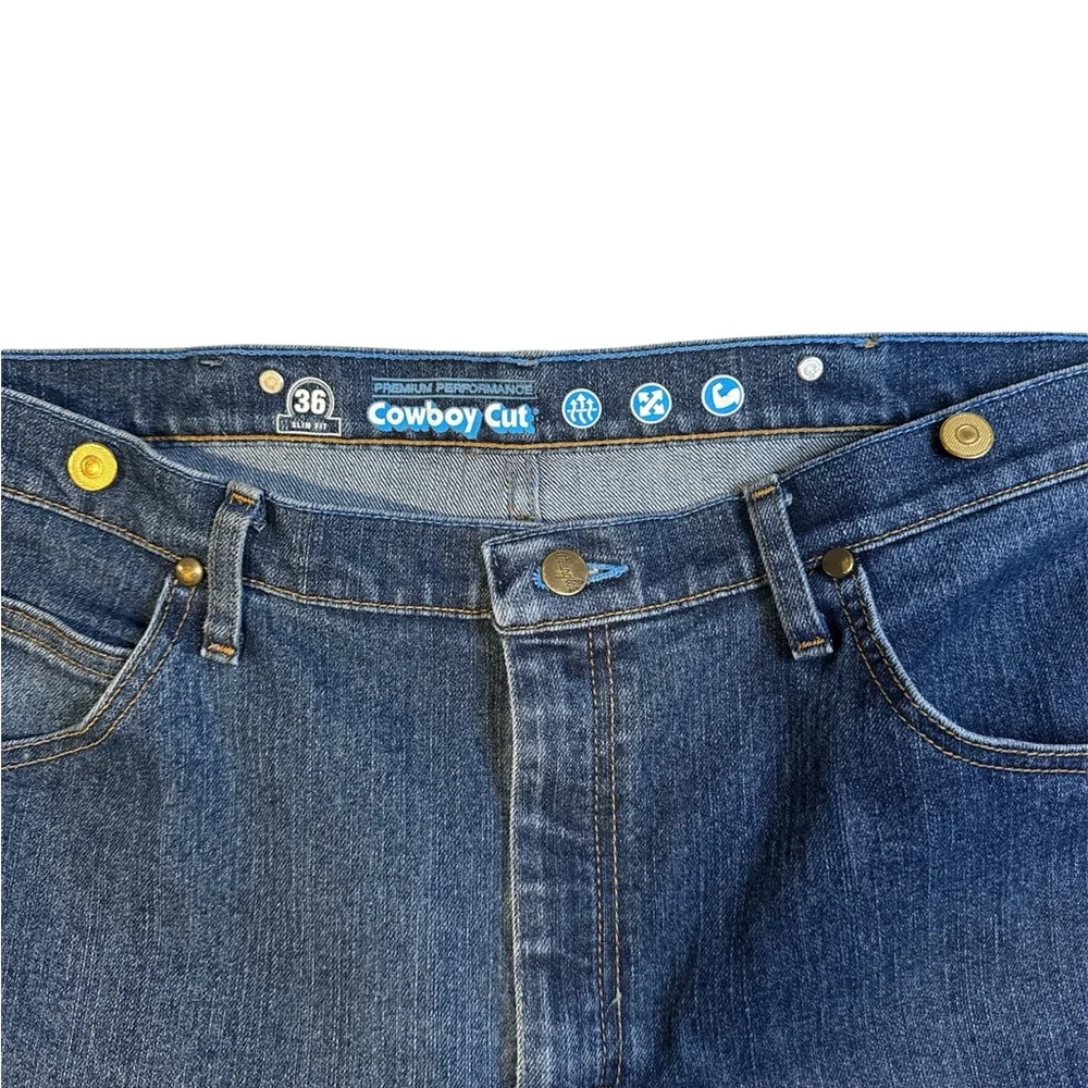 Men’s Wrangler Cowboy Cut Premium Performance Jeans Slim Fit-Suspender Buttons